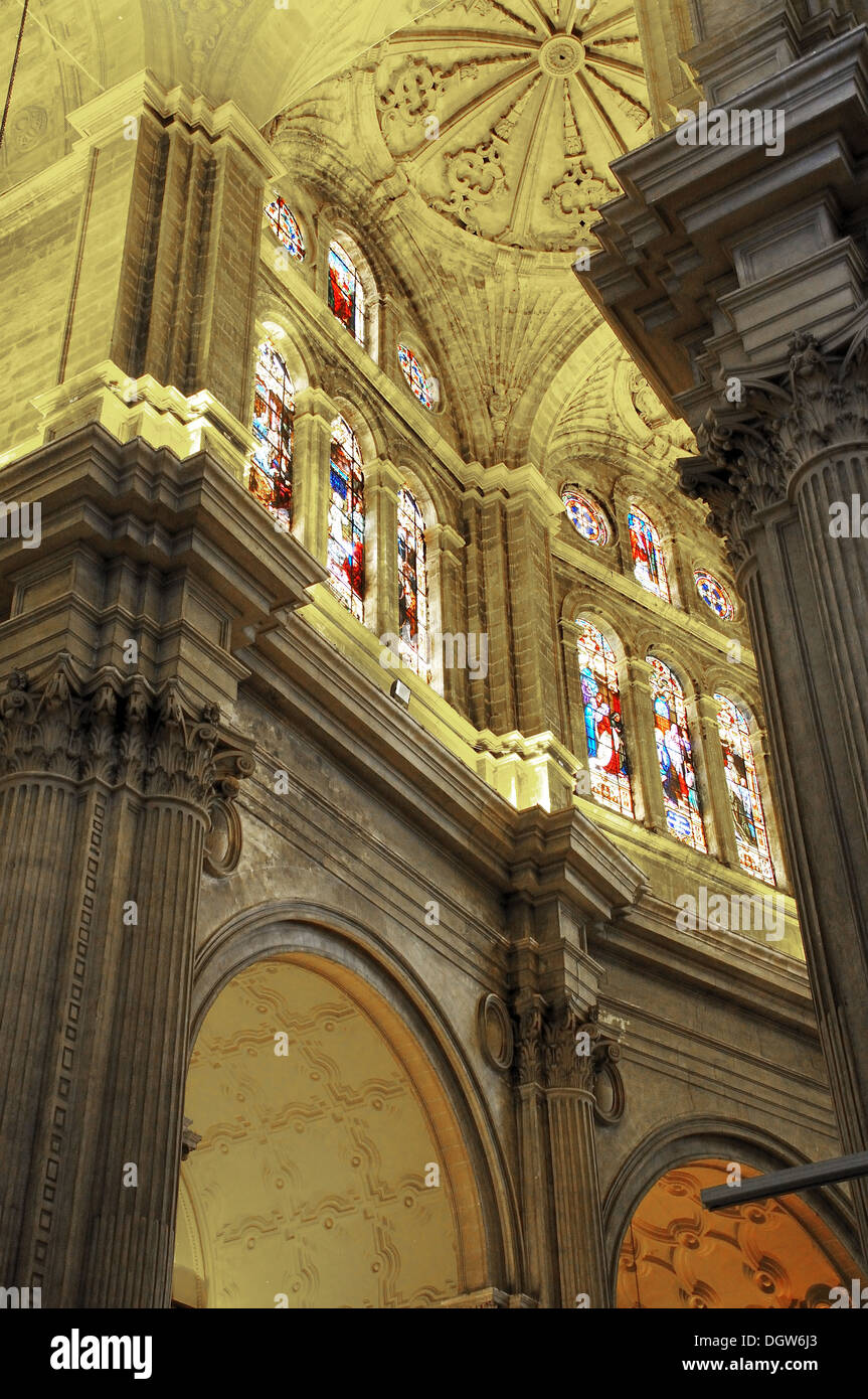 View inside the Cathedral (Catedral La Manquita), Malaga, Costa del Sol, Malaga Province, Andalusia, Spain, Western Europe. Stock Photo