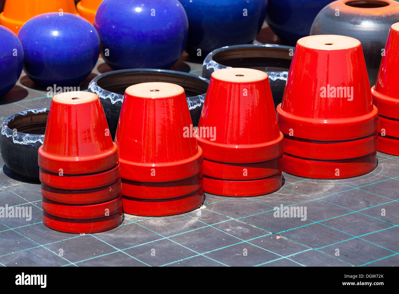 Colorful ceramic pots in market Stock Photo Alamy