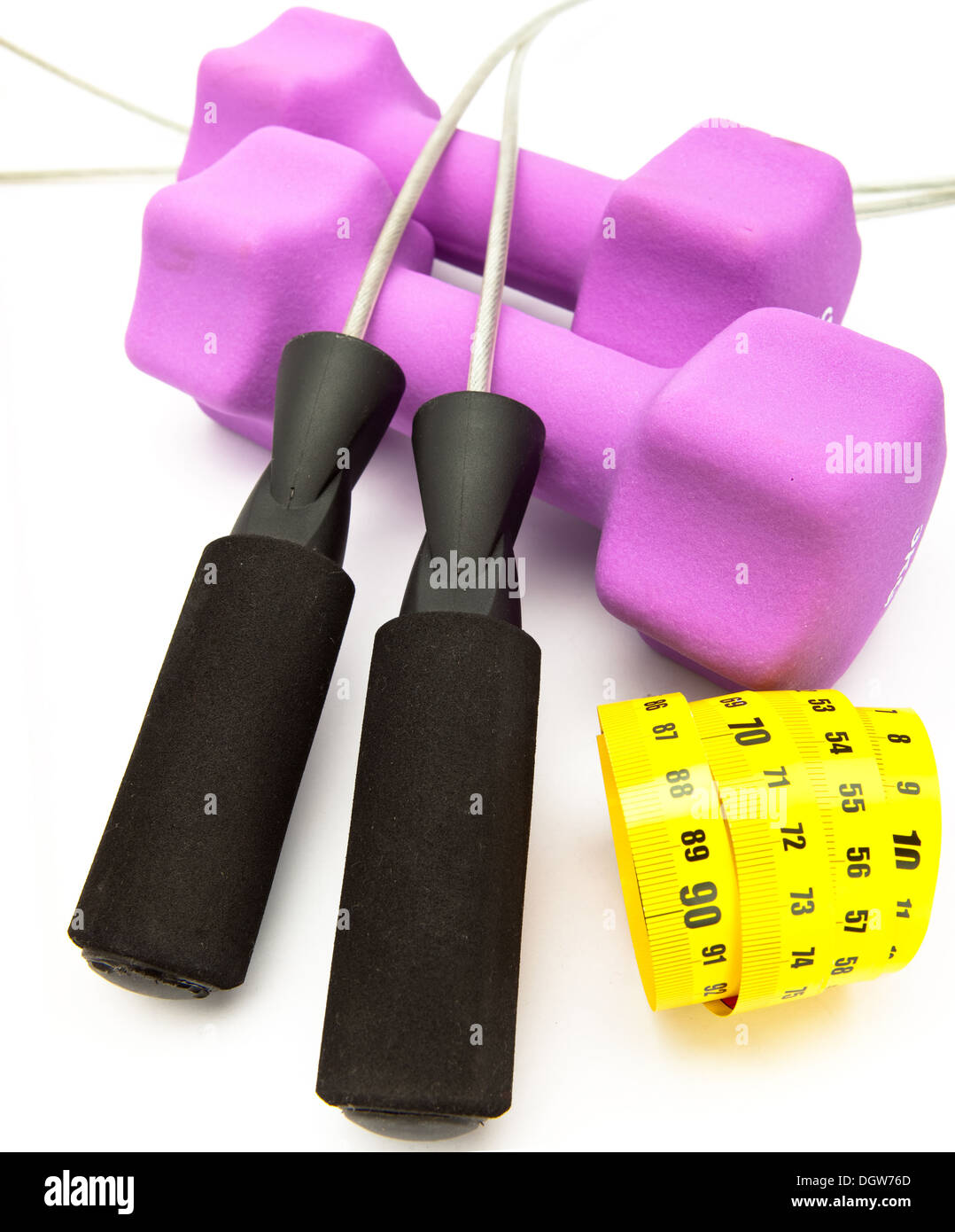 Pink dumbbells in a neoprene cover Stock Photo