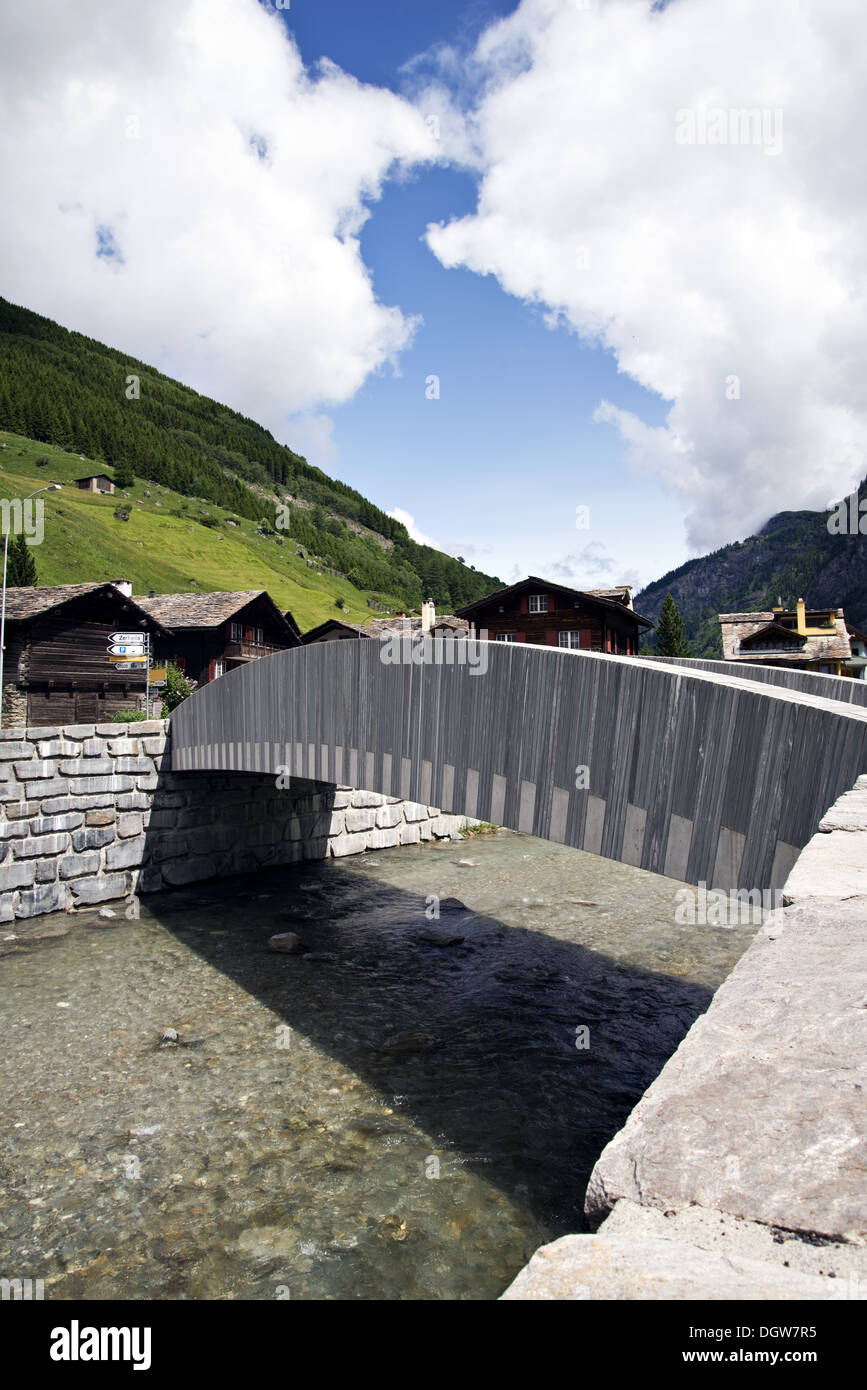 Modern bridge in Vals, Switzerland Stock Photo
