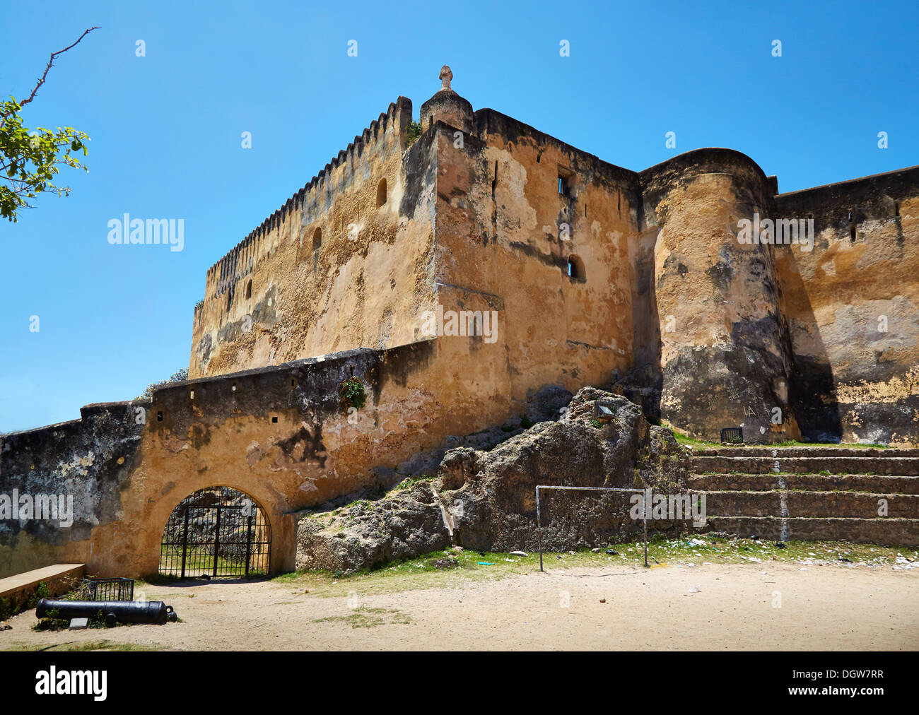 Exterior walls of Fort Jesus in Mombasa Kenya built by the Portugese Stock Photo