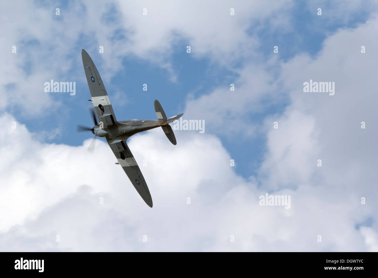 Mk. XIV Supermarine Spitfire in flight with Indian Air Force markings. Stock Photo