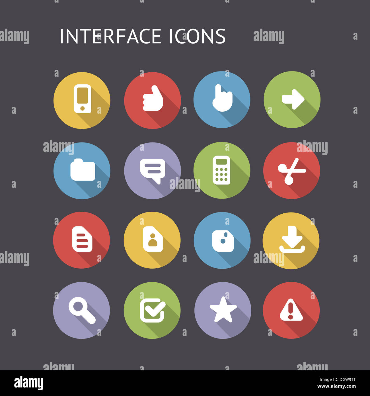 Flat icons for interface. Raster version Stock Photo - Alamy