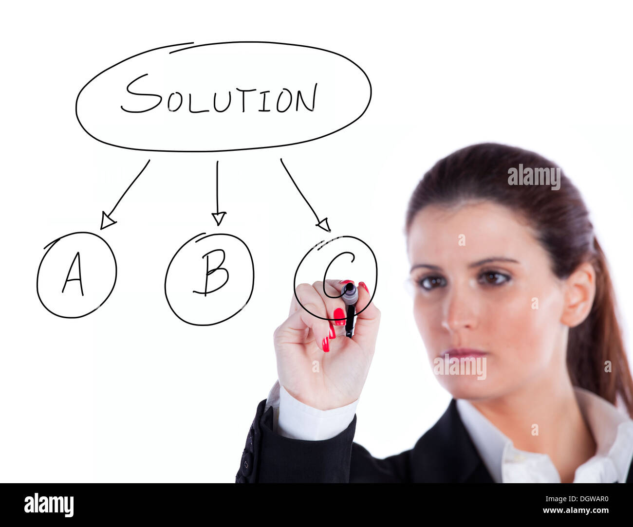 Businesswoman making choosing her strategy Stock Photo