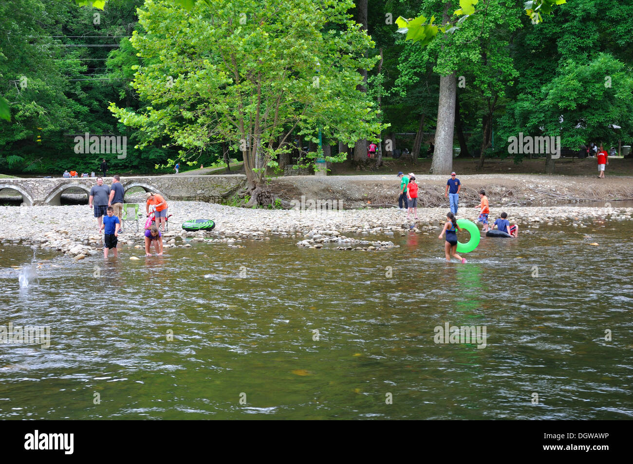 Oconaluftee Islands Park in Cherokee Indian Village, Cherokee, North