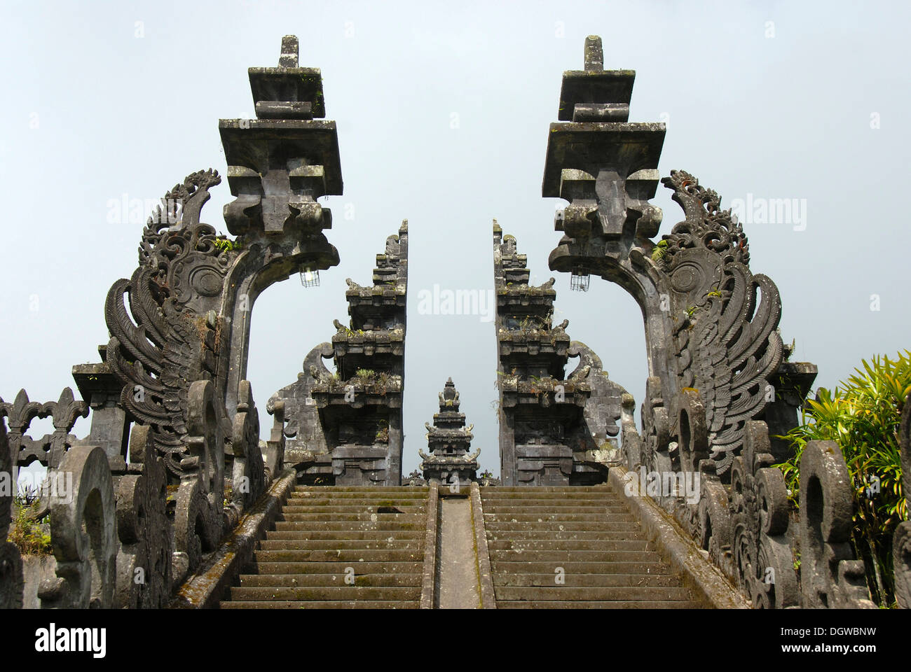 Balinese Hinduism, sanctuary, wide stairs, split gate, Candi bentar, mother temple, Pura Besakih temple, Bali, Indonesia Stock Photo