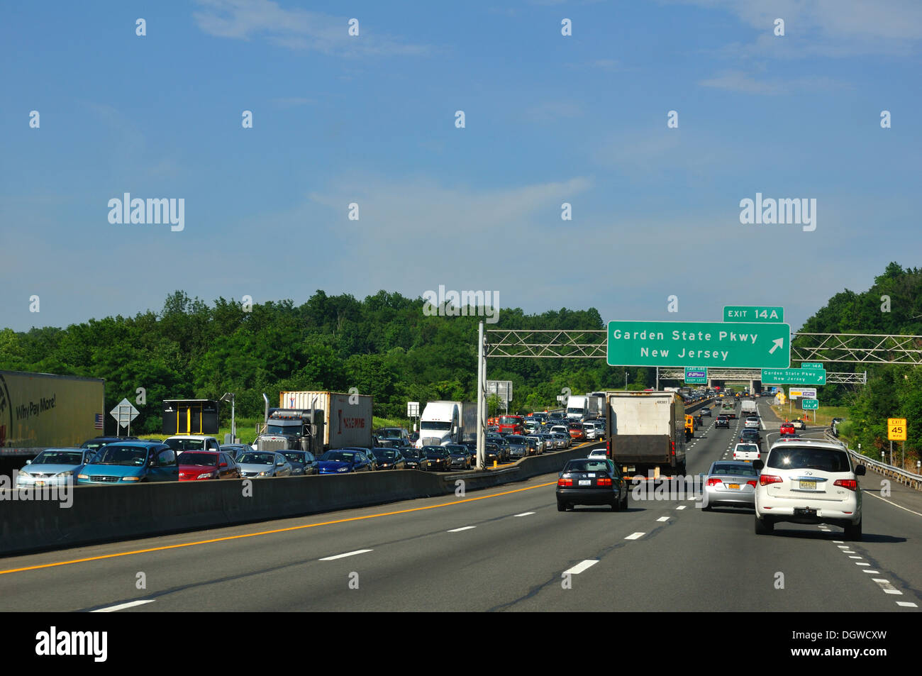 Traffic Jam On A Highway In New Jersey Usa Stock Photo 62024561