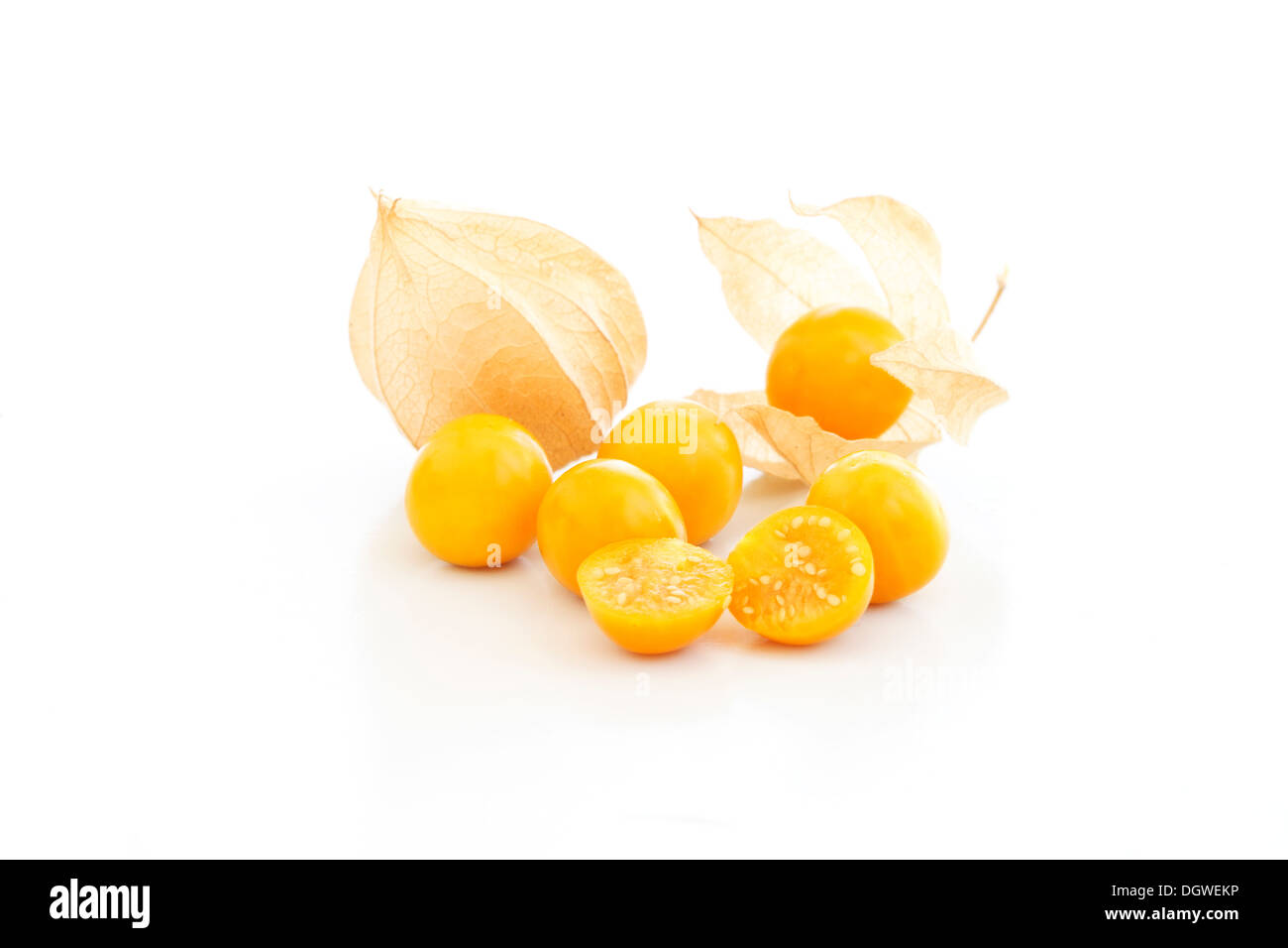 Cape gooseberry (physalis) over a white background Stock Photo