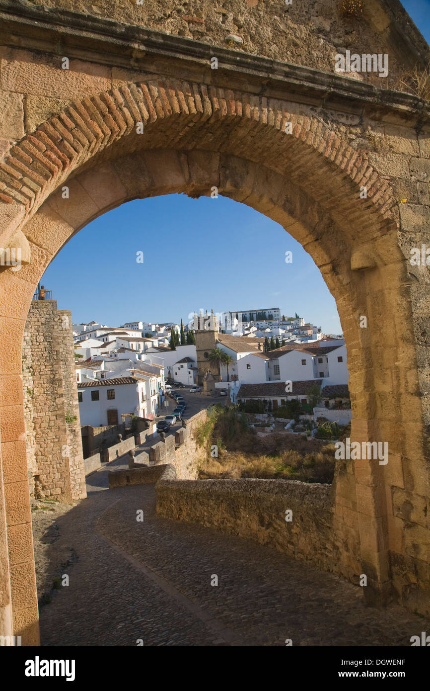 Puerta de Felipe V historic city gateway Ronda, Spain Stock Photo