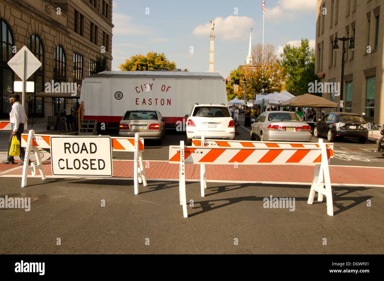 Roadblock in the city of Easton. Pa. United states Stock Photo