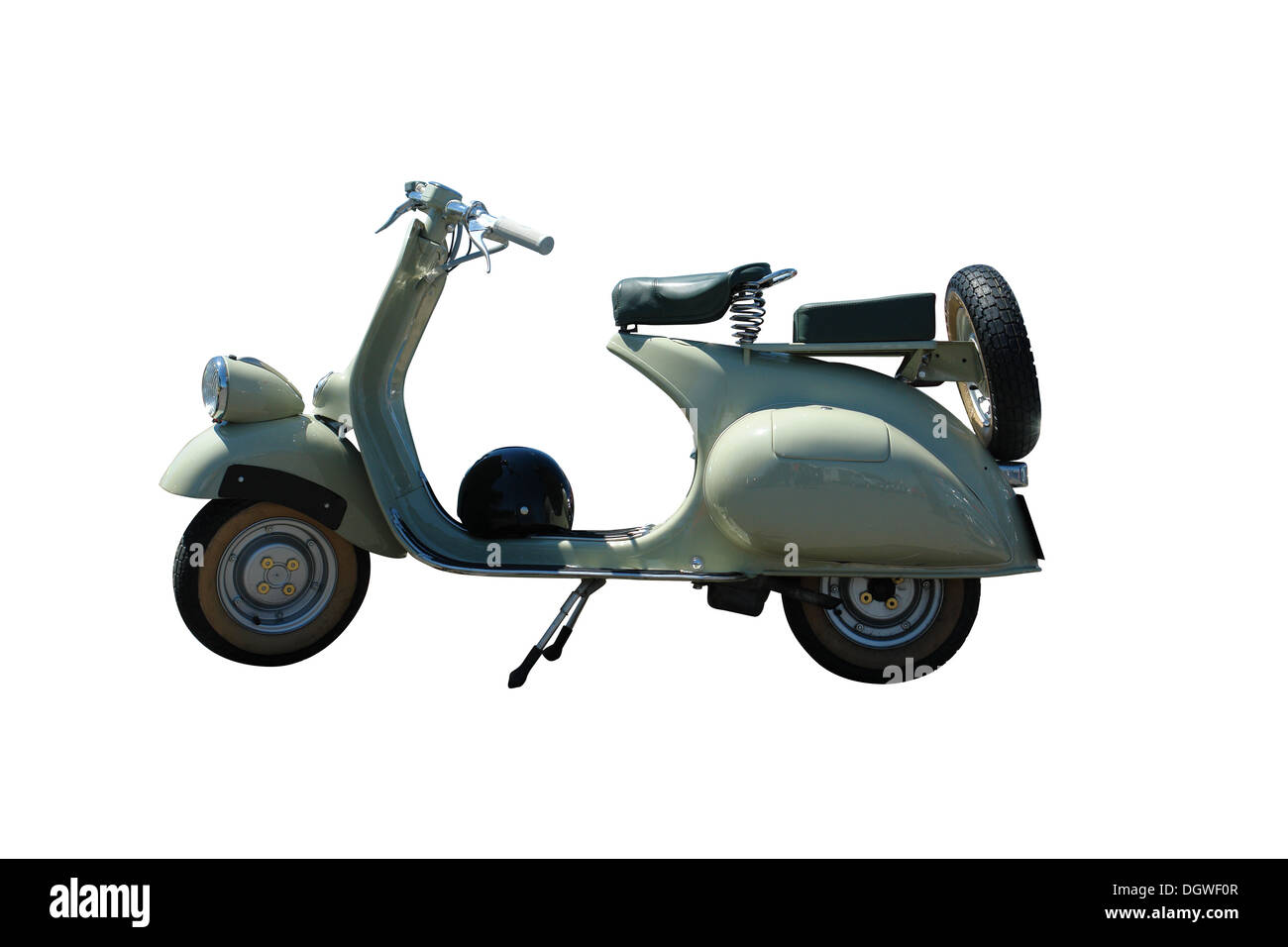 Vintage green vespa scooter. path is included on Stock Photo Alamy