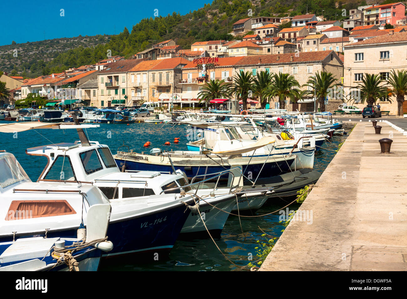 Port In Vela Luka Town On Korcula Island Croatia Stock Photo Alamy port-in-vela-luka-town-on-korcula-island-croatia-stock-photo-alamy