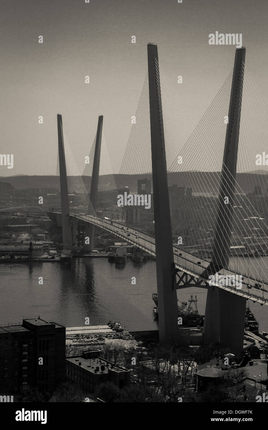 The Russky Bridge in Vladivostok Stock Photo