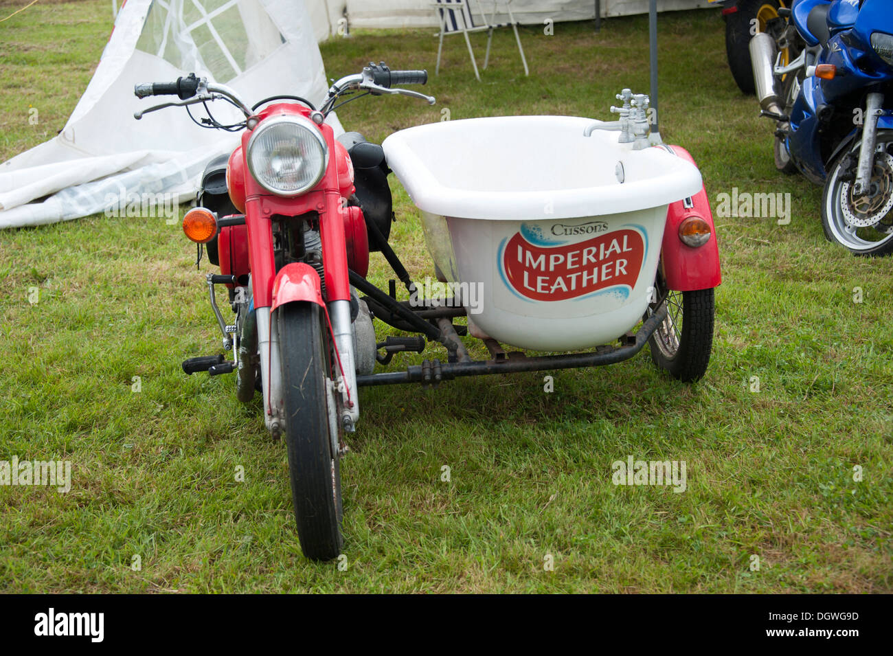 Imperial Leather Motorbike and sidecar bath tub Stock Photo