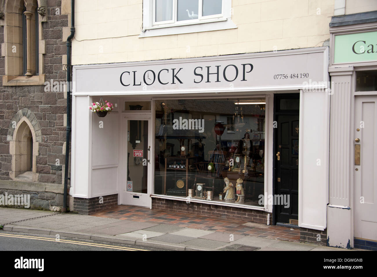Clock Shop Horological Conwy North Wales Stock Photo