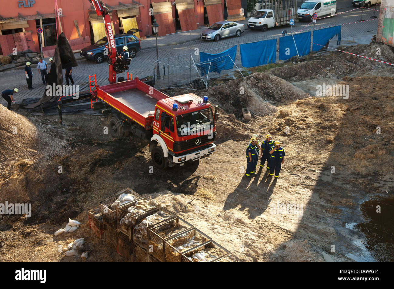 Damage after the controlled detonation of an aerial bomb, Schwabing quarter, Munich, Bavaria Stock Photo