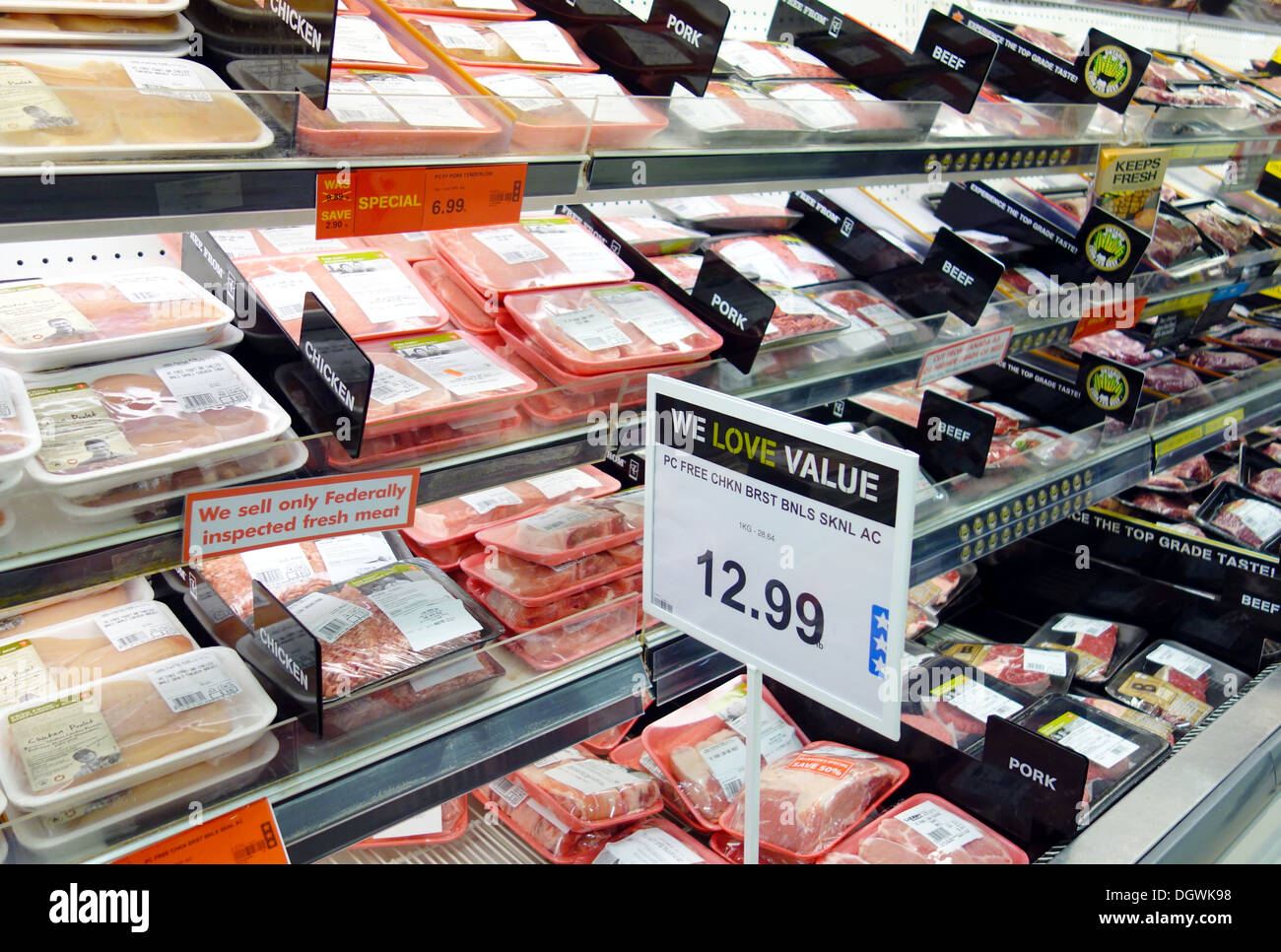 Meat section in a supermarket in Toronto, Canada Stock Photo - Alamy