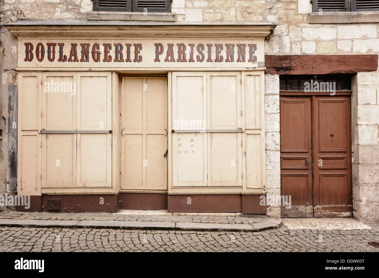 Closed bakery, Saint-Aignan, Loir-et-Cher, Centre, France Stock Photo