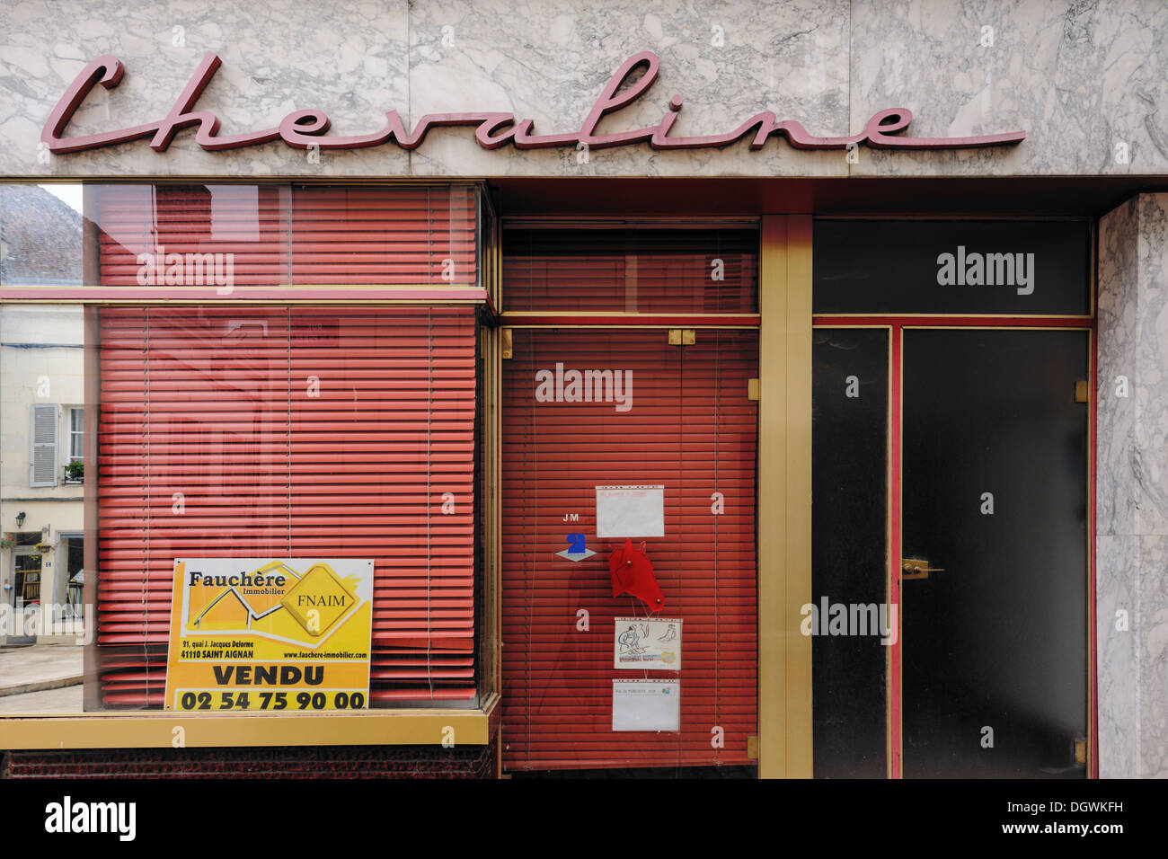 Closed horse butchery, Saint-Aignan, Loir-et-Cher, Centre, France Stock Photo