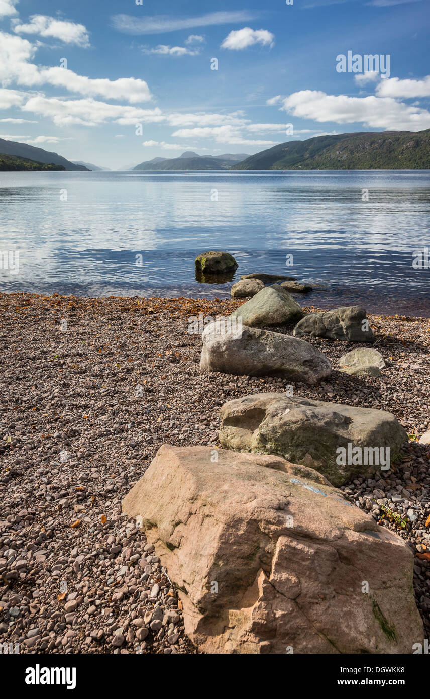 Loch Ness from Dores beach in Inverness-shire,  Scotland. Stock Photo