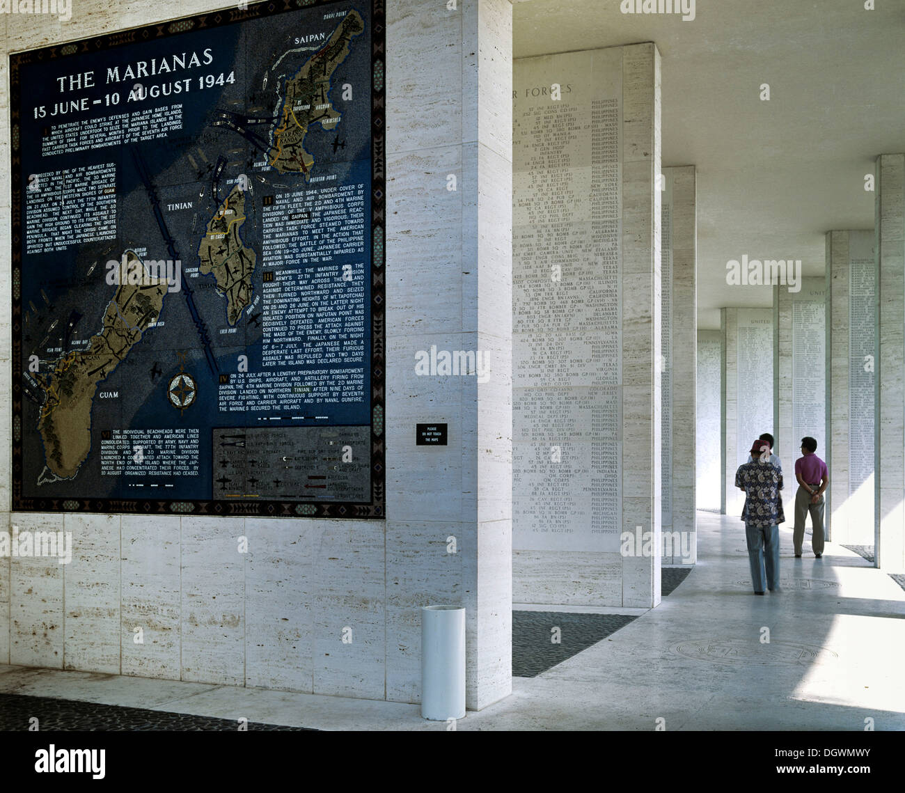 Mosaic map of the successfully completed American operations during the Pacific War, The Marianas, 1944 Stock Photo