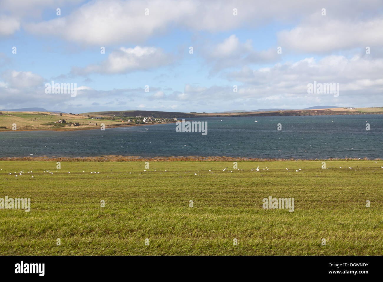 Islands of Orkney, Scotland. Picturesque view of Widewall Bay with the