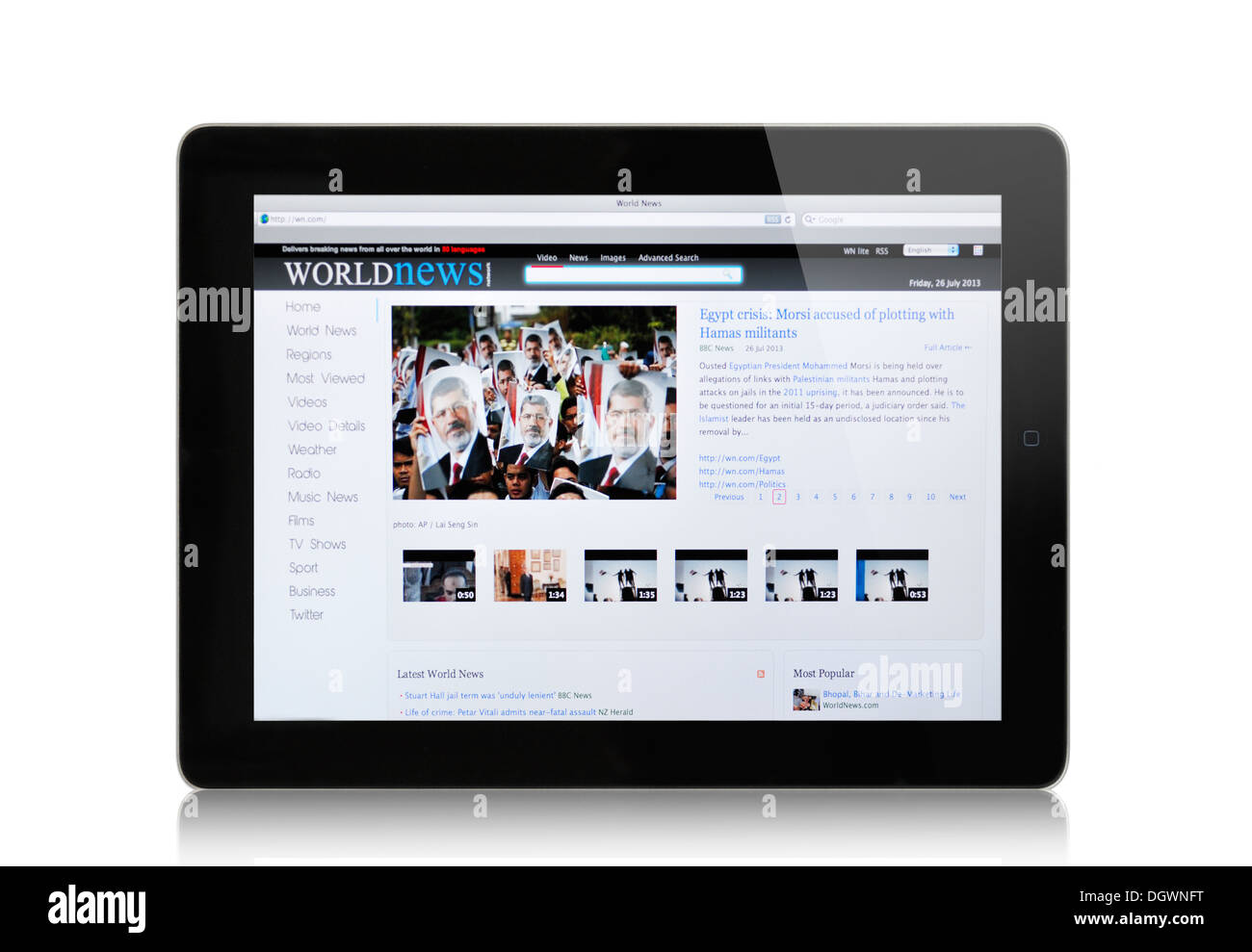 World News website on iPad screen Stock Photo