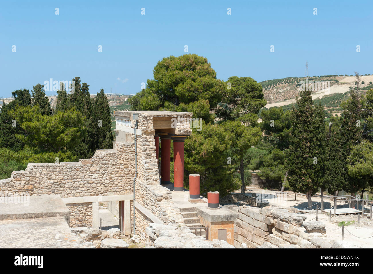 Archaeological site, Minoan culture, reconstruction, Palace of Knossos, Crete, Greece, Europe Stock Photo