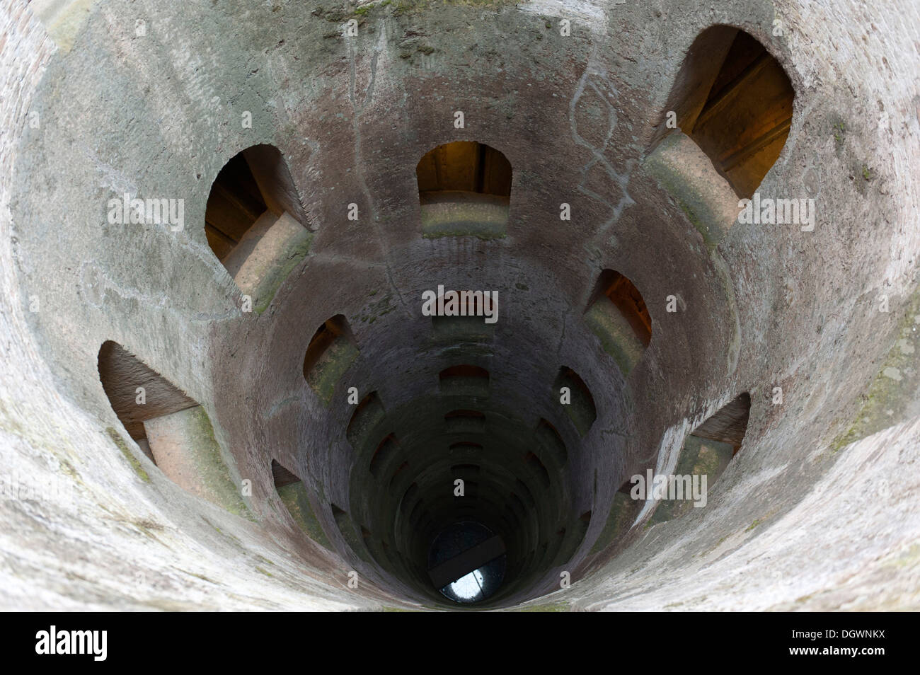 Deep dark well, Pozzo di San Patrizio well, Orvieto, Umbria, Italy, Southern Europe, Europe Stock Photo