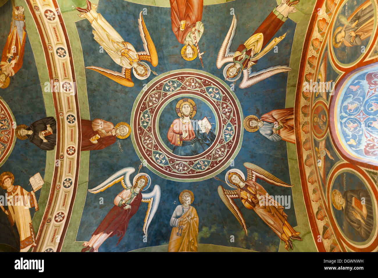 Catholic Christianity, ornate ceiling paintings, frescoes, St. Benedict of Bursia, St. Benedict's Abbey Stock Photo