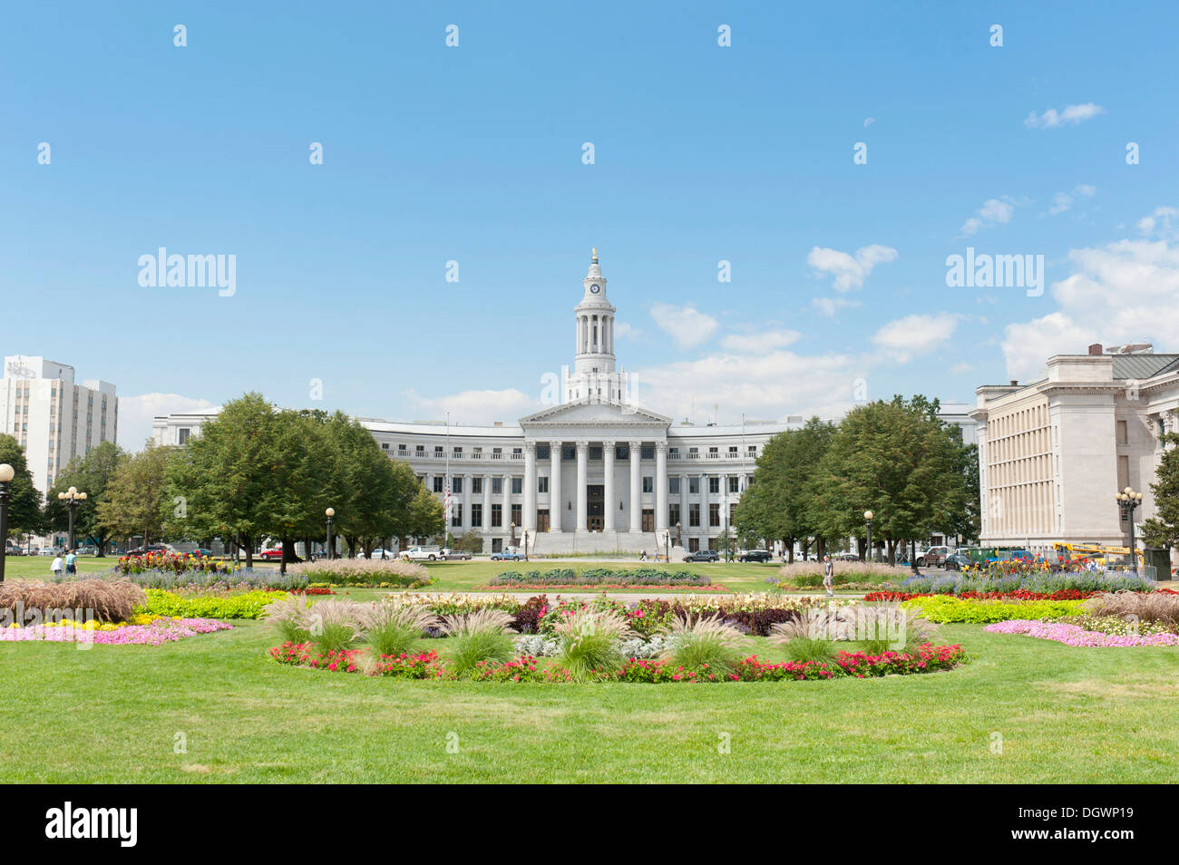 Denver City Hall and County Building, garden and park, Civic Center, Denver, Colorado, Western United States Stock Photo