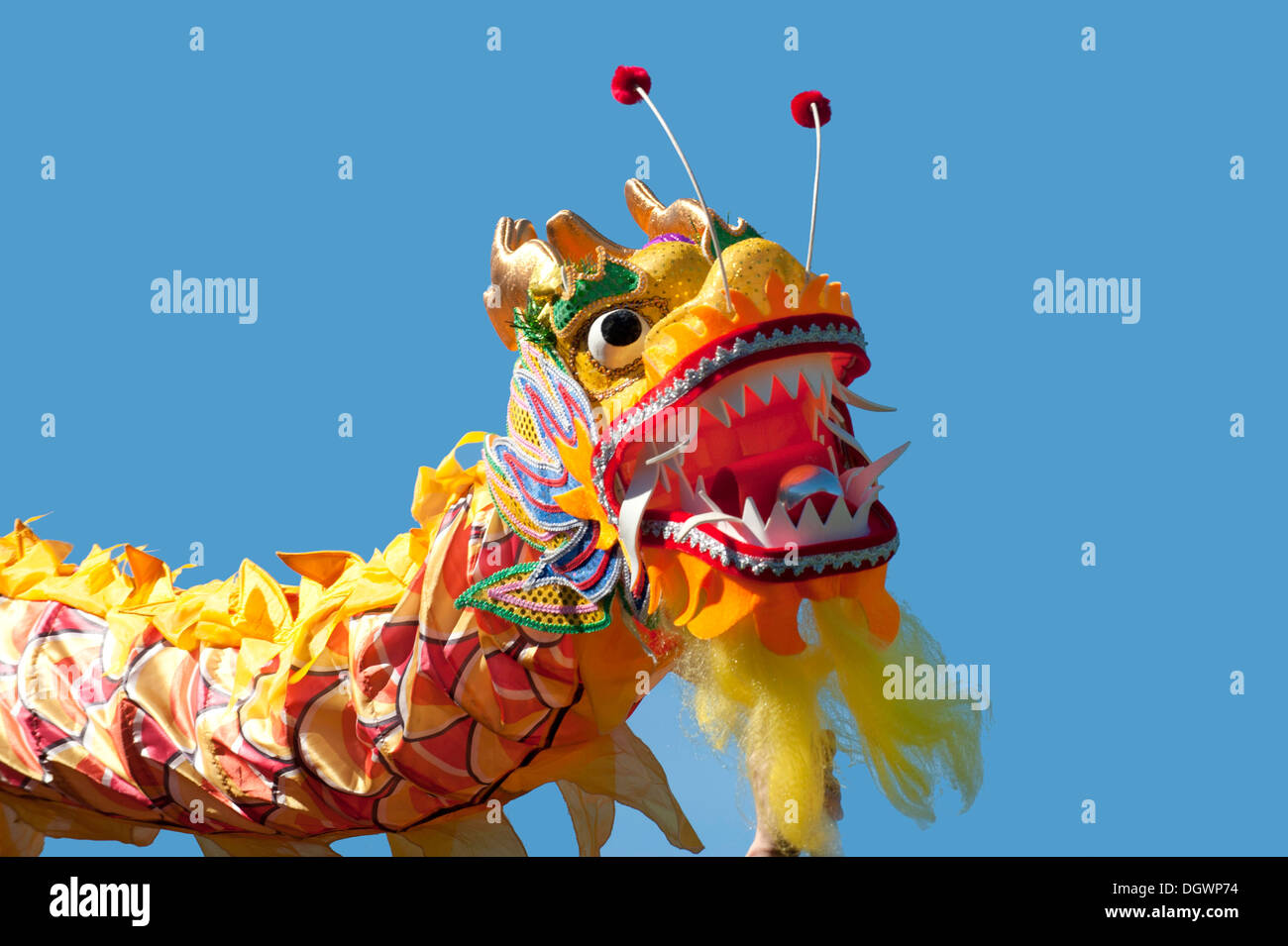 Chinese dragon with blue sky background Stock Photo