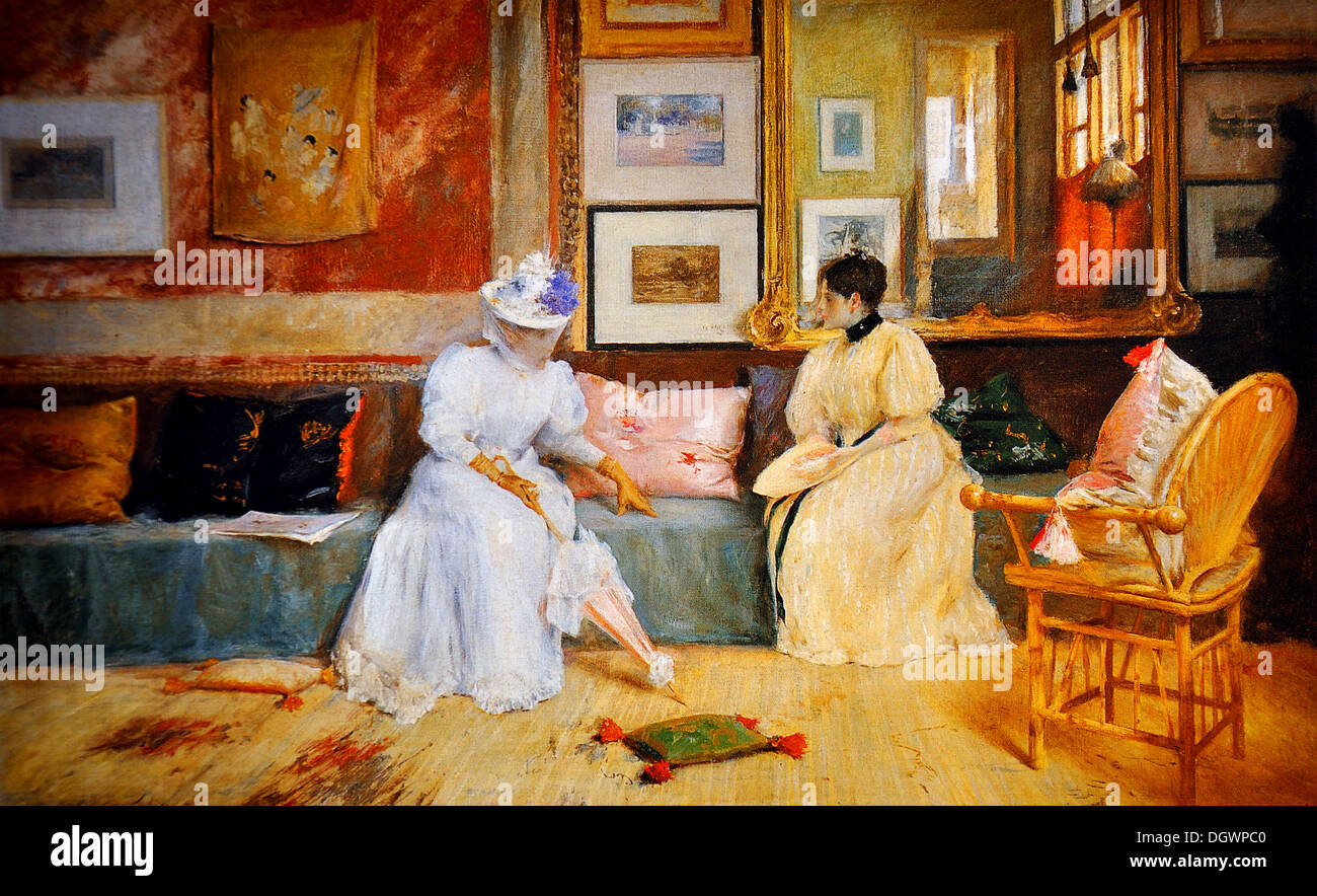 A Friendly Call - by William Merritt Chase, 1895 Stock Photo