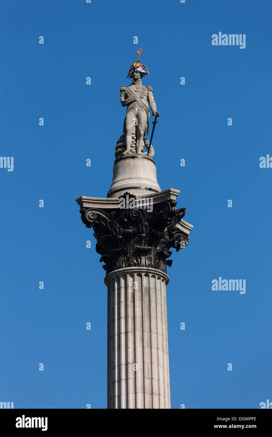 Nelson's Column, Admiral Lord Nelson, Trafalgar Square, London, England, United Kingdom, Europe Stock Photo