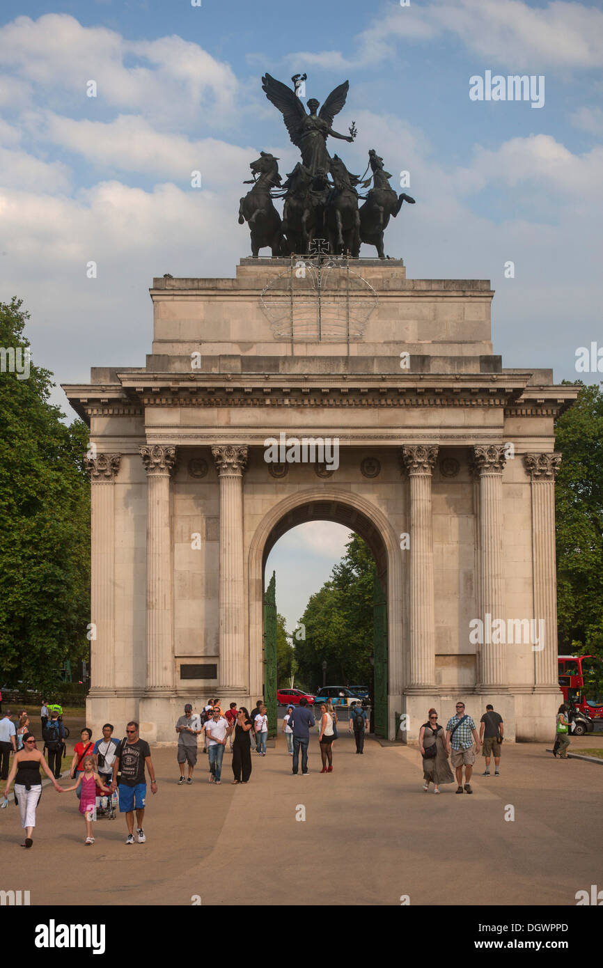 Wellington Arch, triumphal arch at Hyde Park, Quadriga, London, England, United Kingdom, Europe Stock Photo