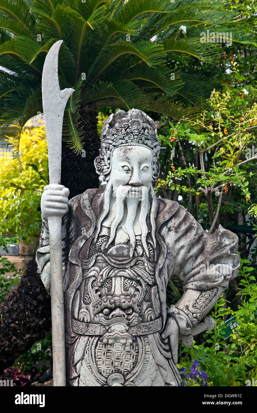 Stone guardian at Wat Pho, Wat Po, Krung Thep, Bangkok, Thailand, Asia Stock Photo