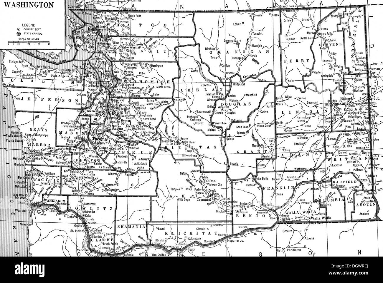 Washington State Map Black And White Elmira Mellicent