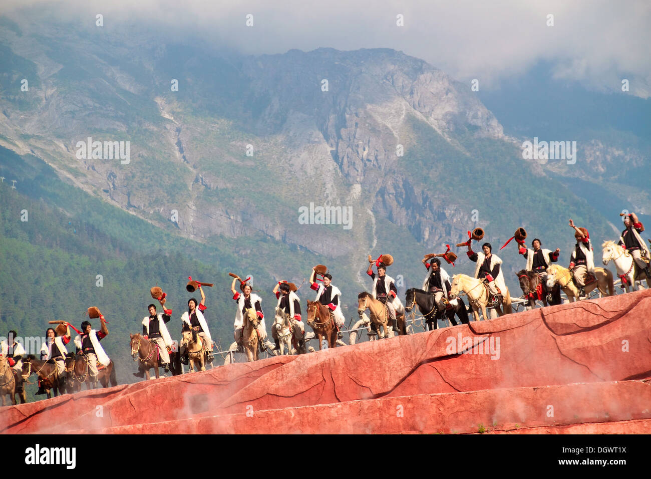 Horseback riding at impression of Lijiang cultural show highlighting ...
