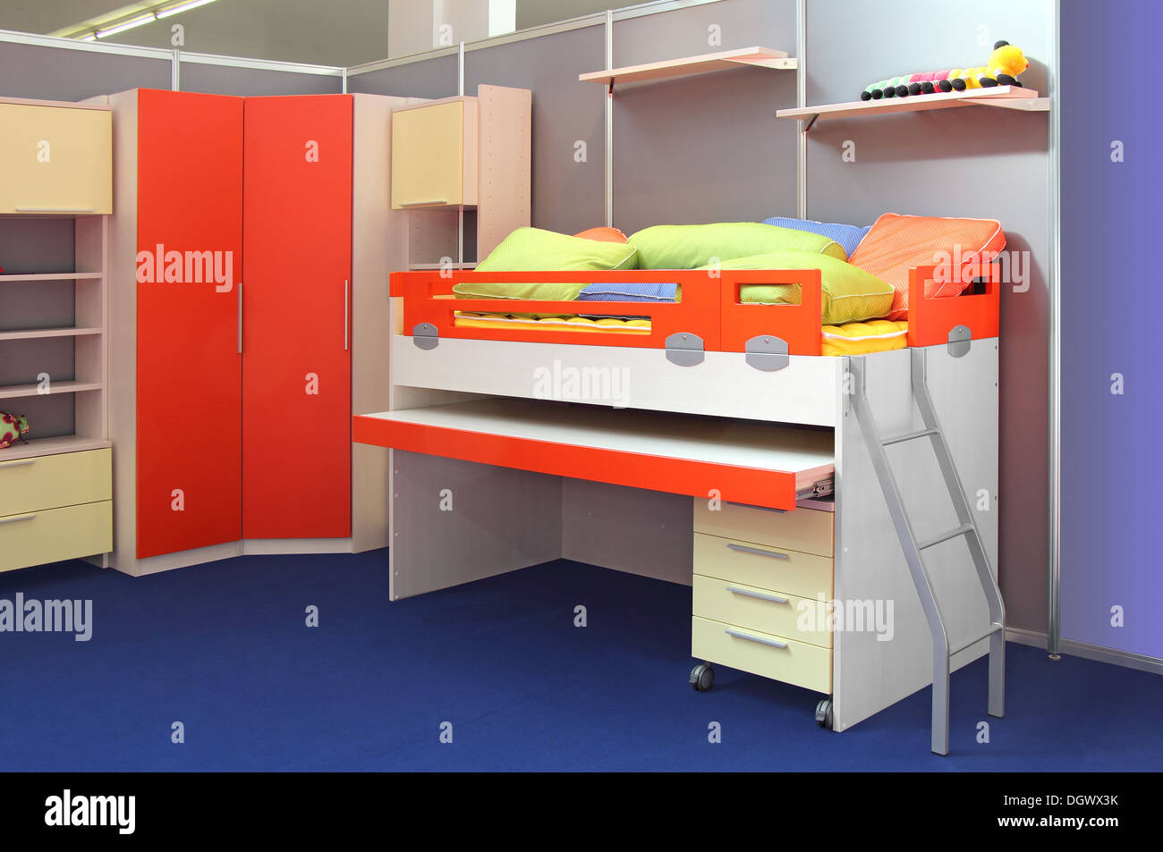 Complete set of furniture for children's bedroom Stock Photo