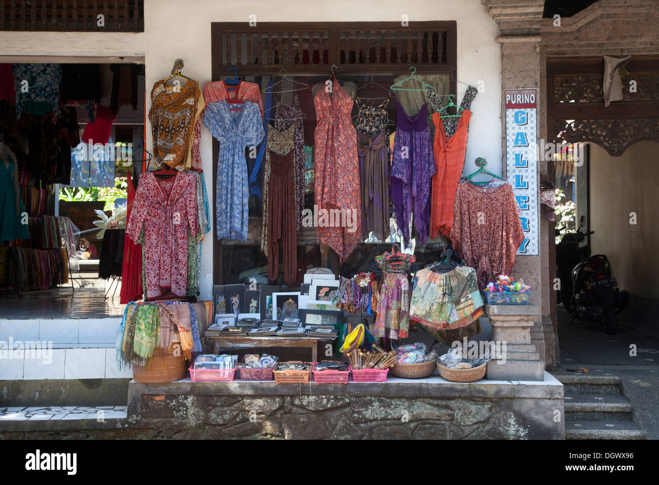 Clothes shop souvenirs gifts Ubud Bali Indonesia Asia color
