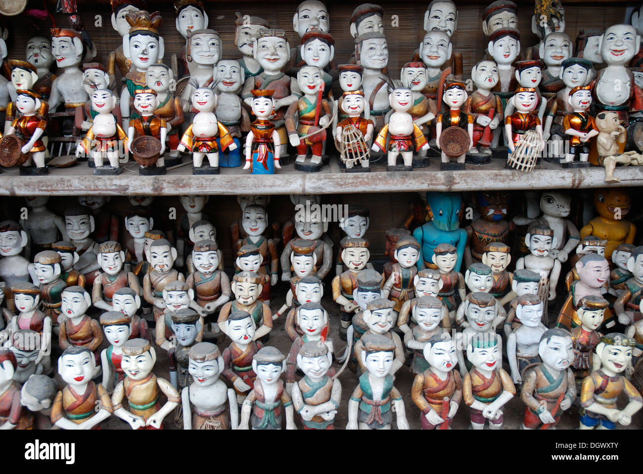 A display of water puppets for sale in a shop in Hanoi, Vietnam Stock Photo