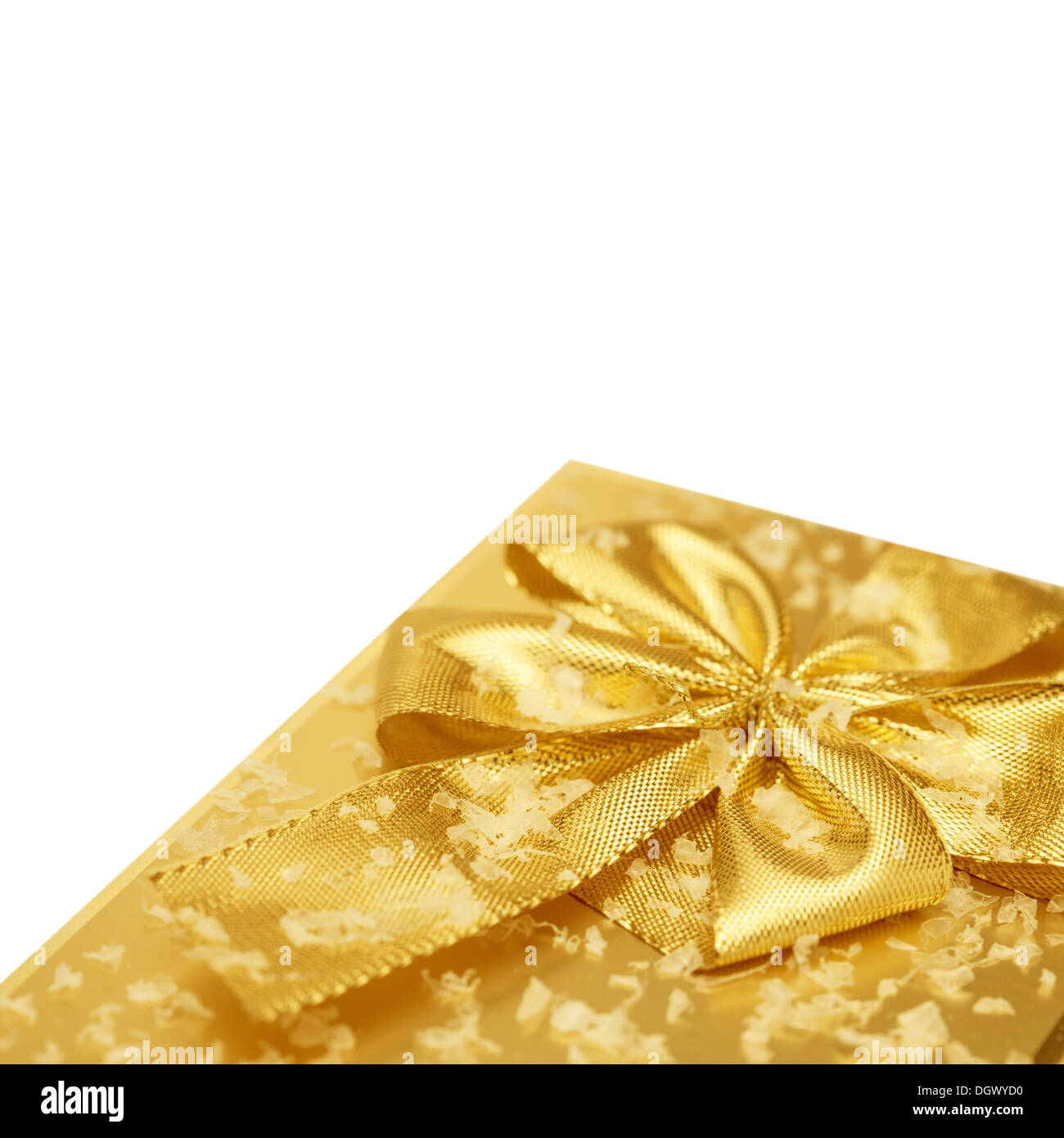 Corner of a gift in golden wrapping with clipping path Stock Photo Alamy