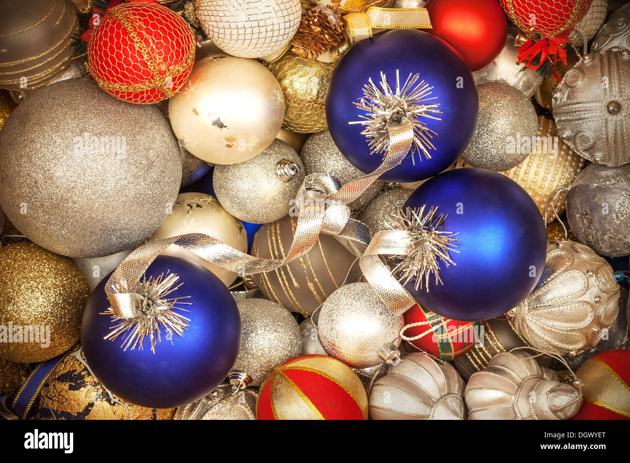 Mix of colorful Christmas balls Stock Photo