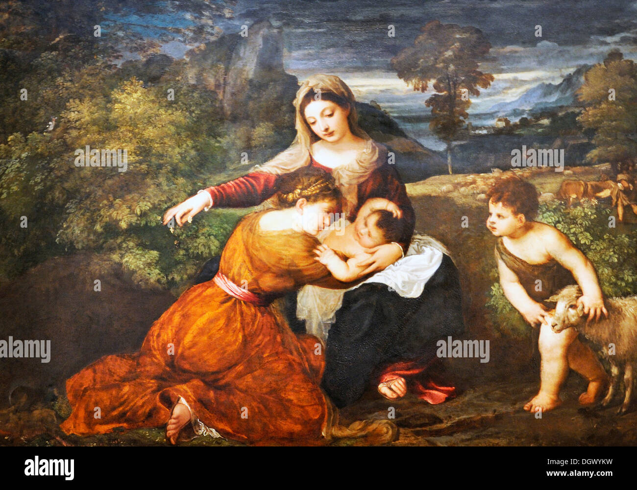 The madonna and child with saint john the baptist hi-res stock ...