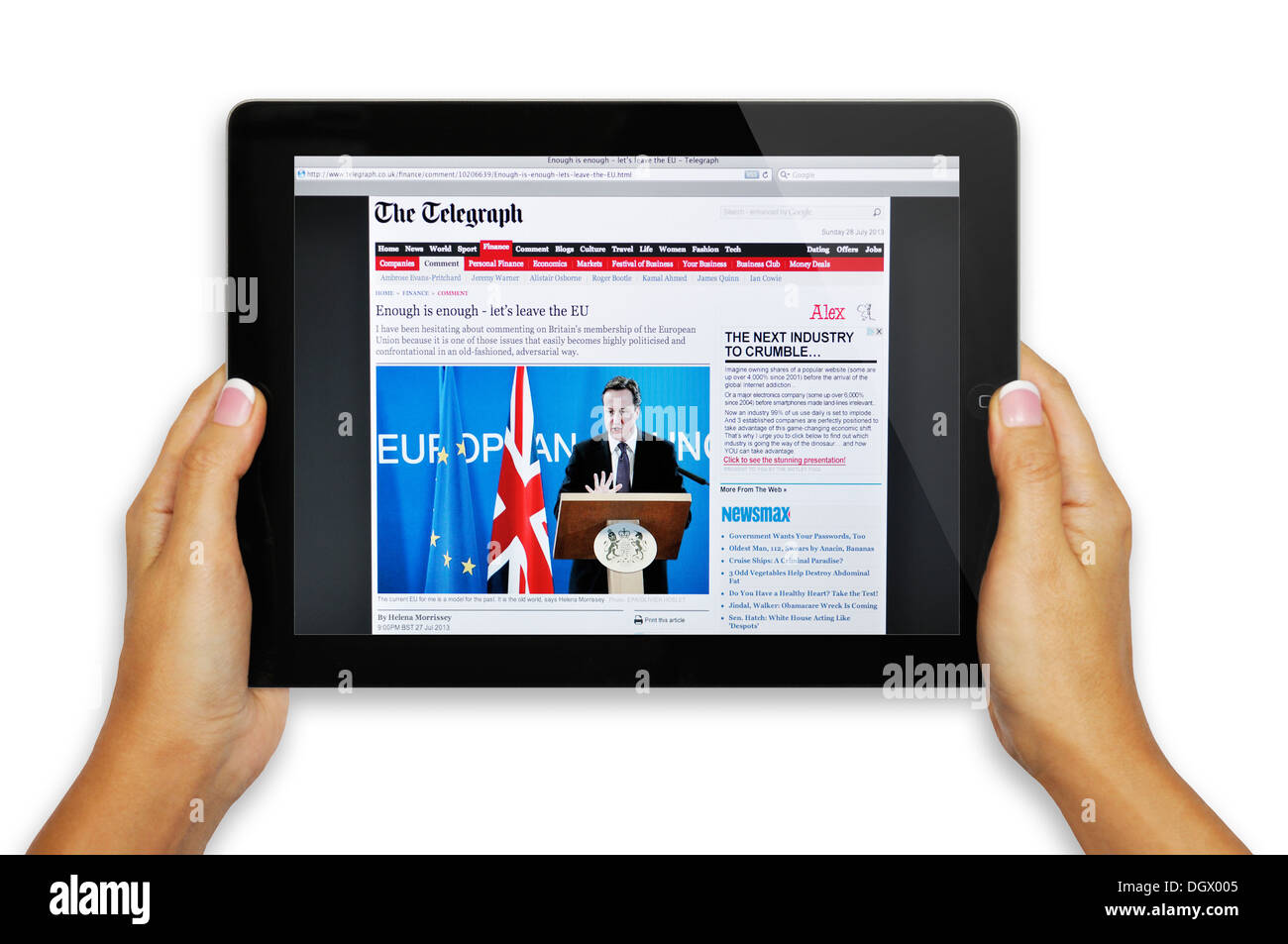 The Telegraph online news website on iPad screen Stock Photo