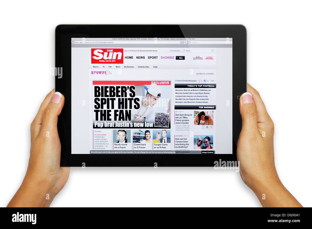 The Sun online news website on iPad screen Stock Photo