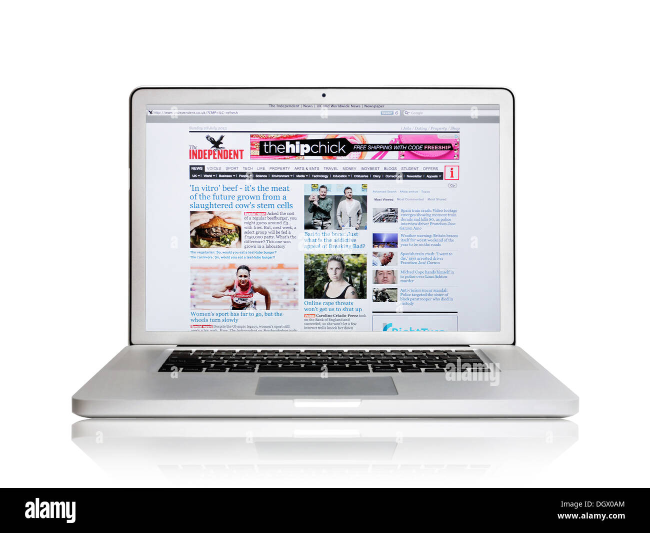 The Independent online news website on laptop screen Stock Photo