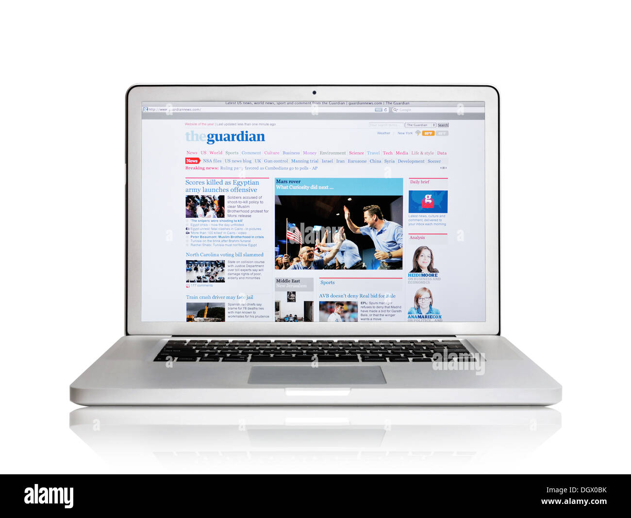The Guardian online news website on laptop screen Stock Photo