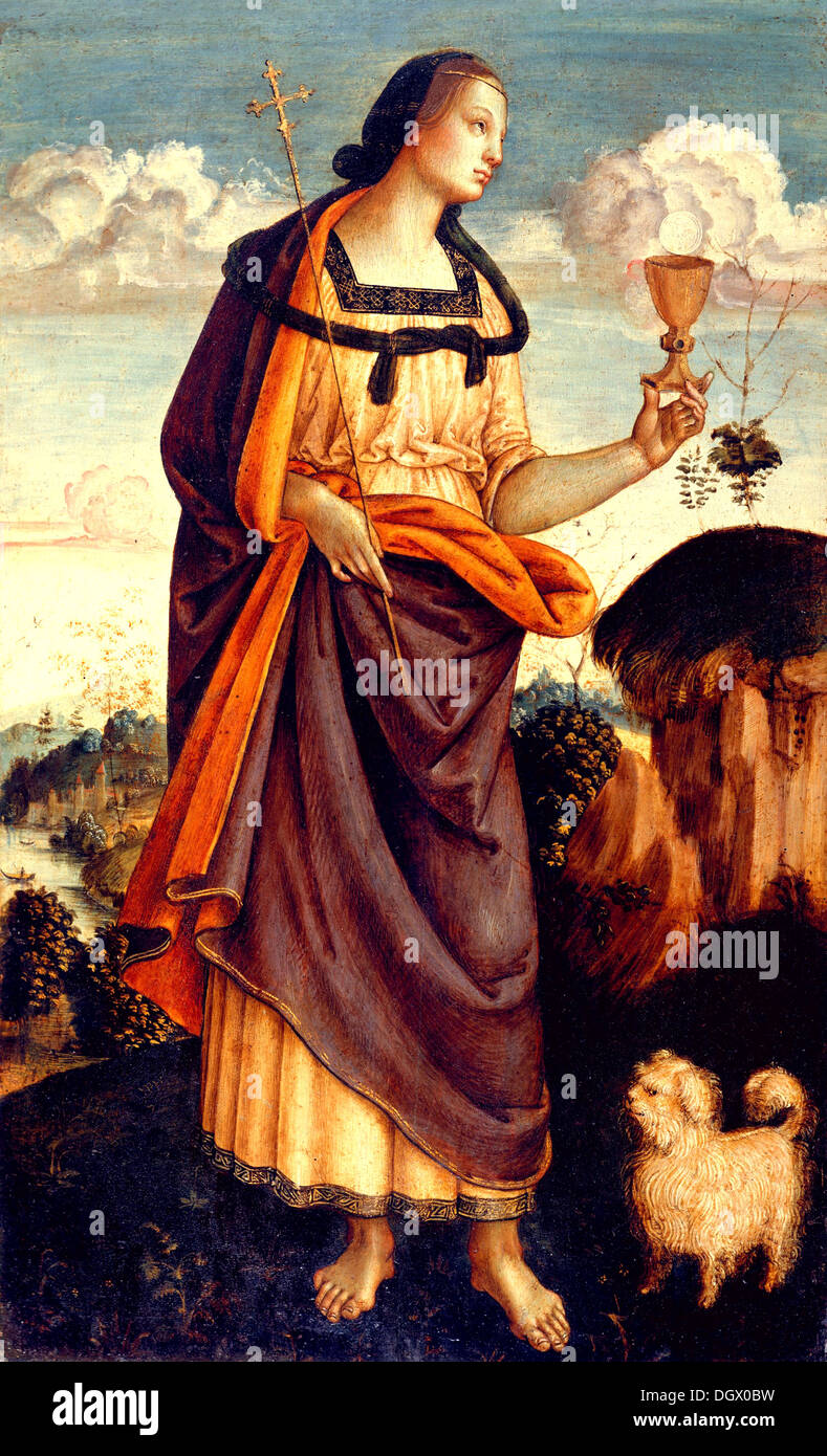 The Theological Virtues: Faith, Charity, Hope - by unknown Italian Painter ,1500 Stock Photo