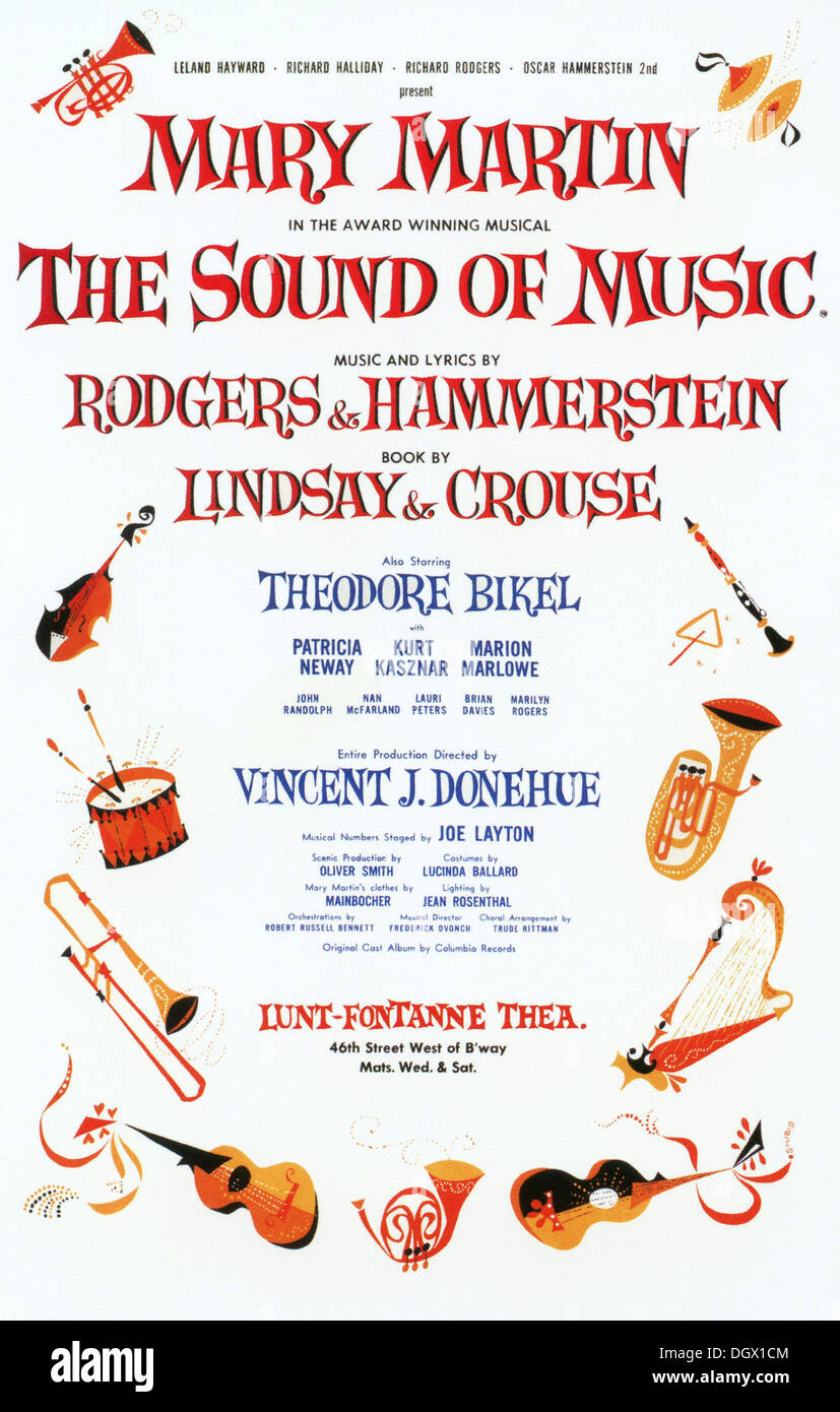 The Sound of Music musical vintage poster, 1959 - Editorial use only. Stock Photo